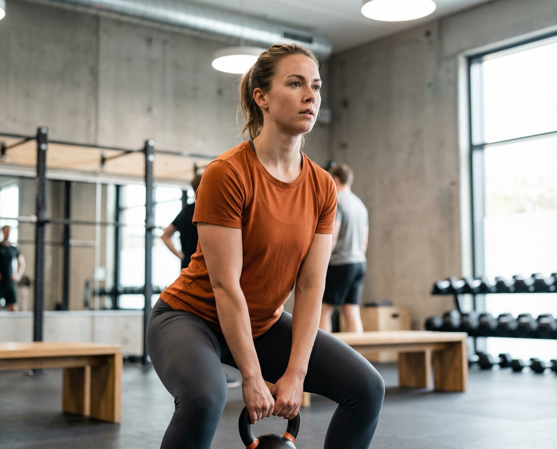 Person som genomför sin träning i gymmet